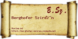 Berghofer Szirén névjegykártya